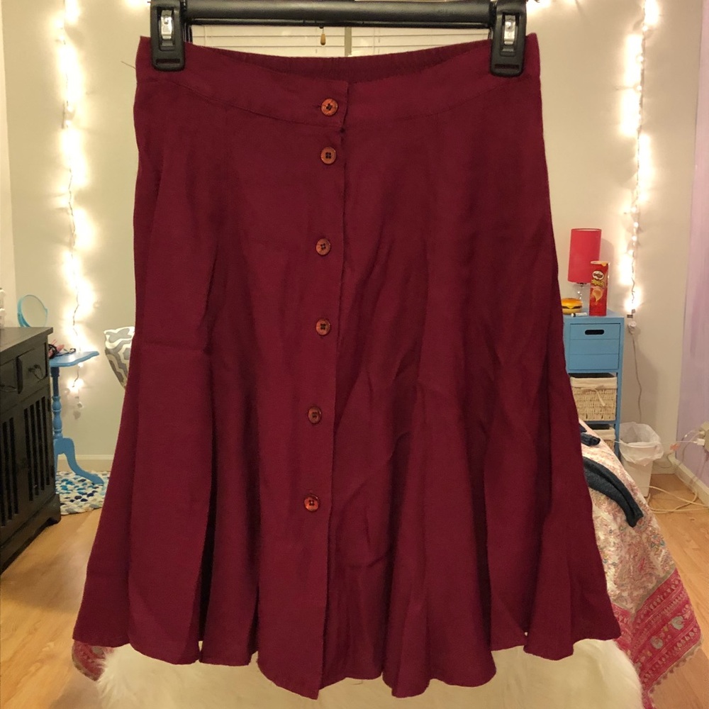 Knee/Thigh Length burgundy Skirt